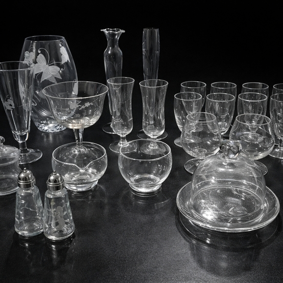 Lenox Other - Lenox Fine Crystal Butterfly Etched Stemware & Serving Set